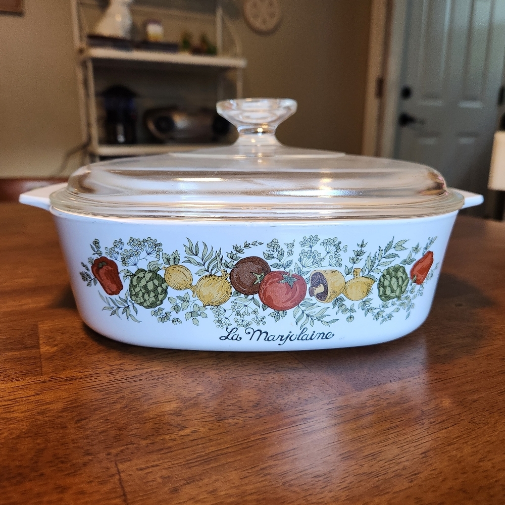 Vintwge Corning ware 2qt Baking Dish Pan La Marjolaine Spice Of Life Mushrooms